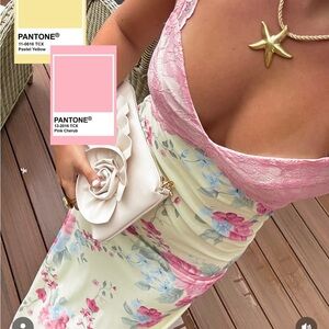 Blue Blush Pink and Yellow Chemise with Lace Details